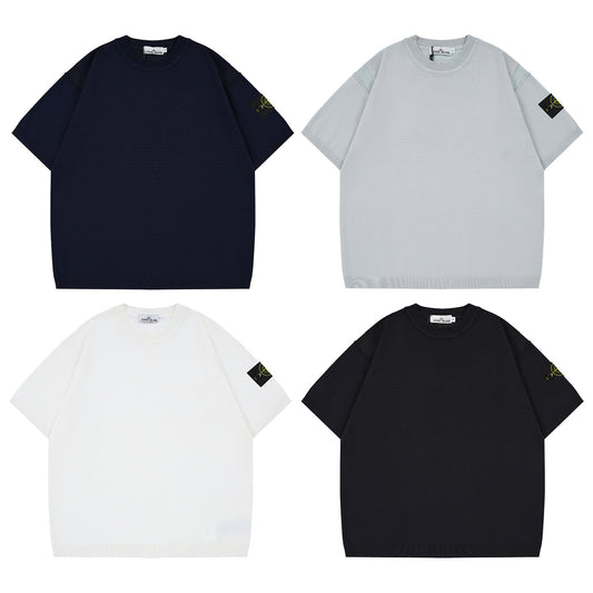 ST0NE lSLAND Classic Compass Patch Knit Short-Sleeve T-Shirt