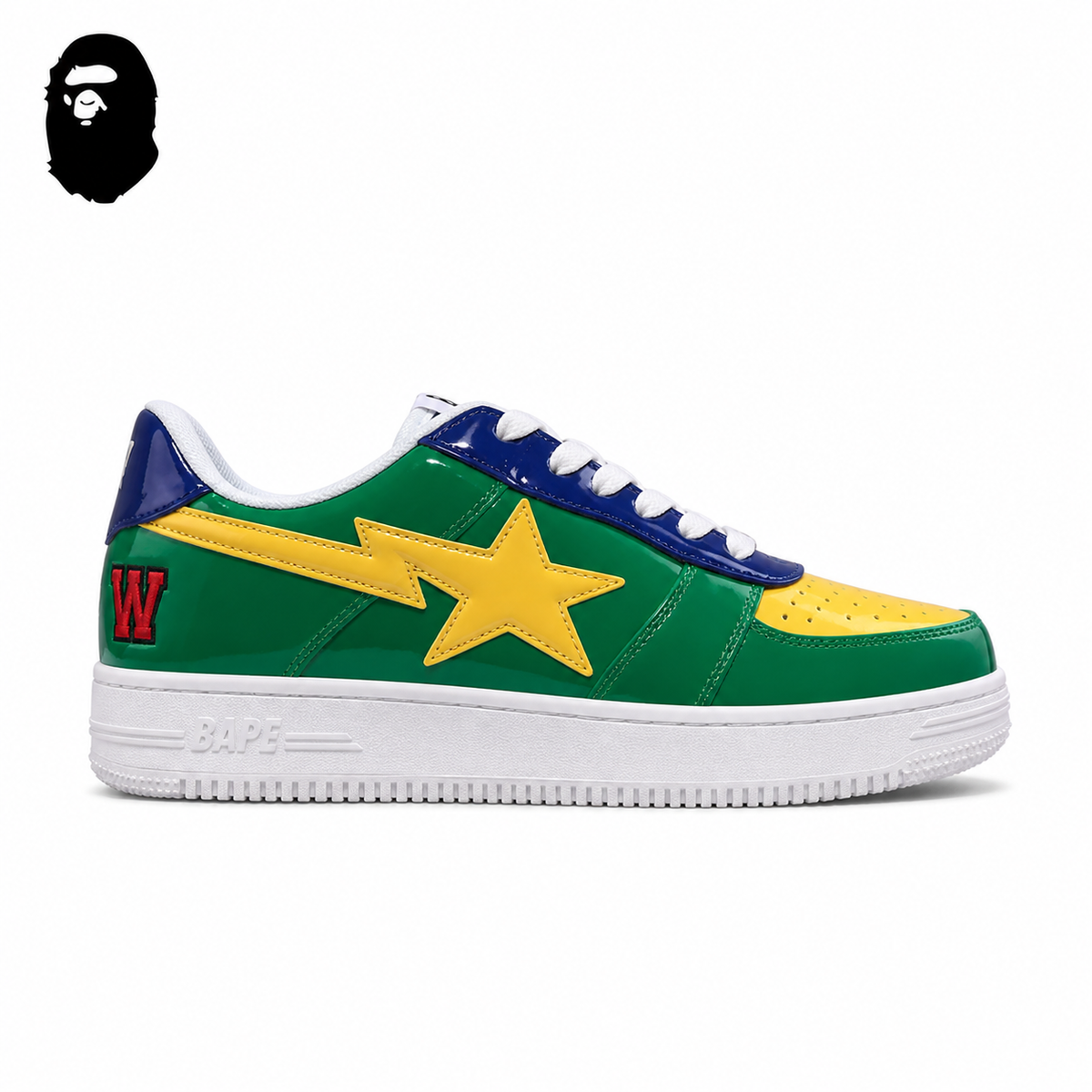 BAPE STA Shark Face Low-Top Sneakers - Green/Yellow