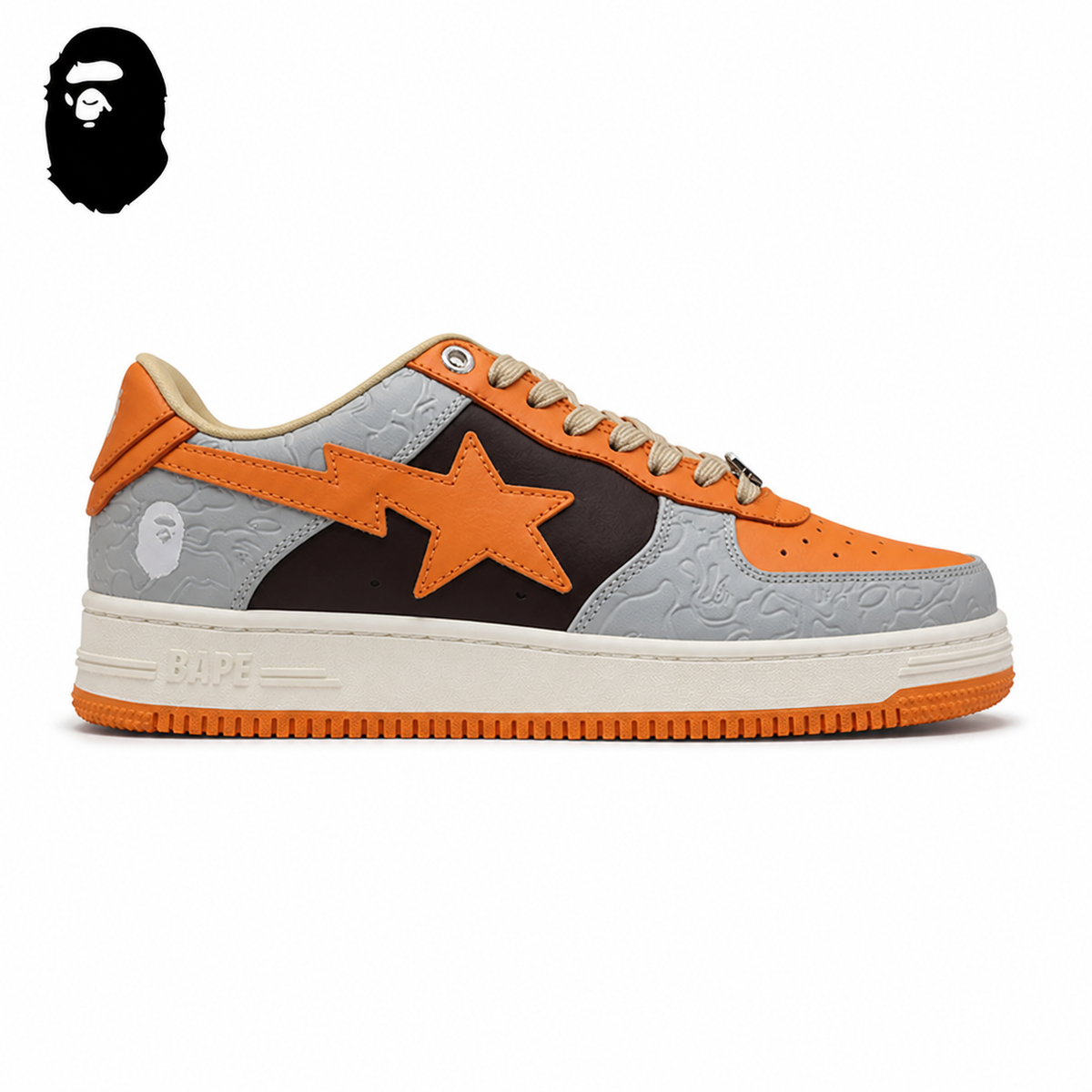 BAPE STA Tokyo Low-Top Sneakers - Gray/Orange