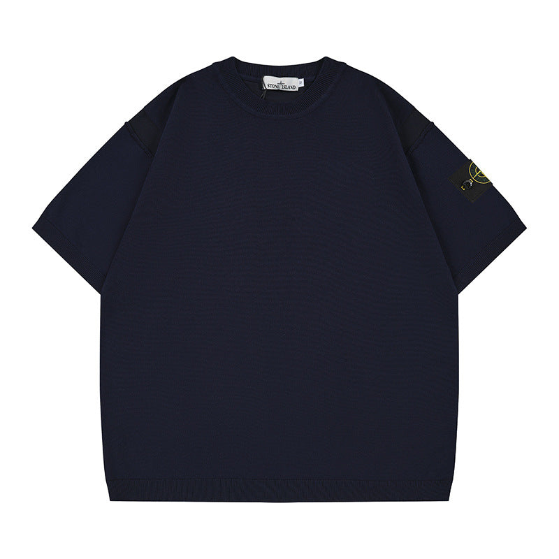 ST0NE lSLAND Classic Compass Patch Knit Short-Sleeve T-Shirt