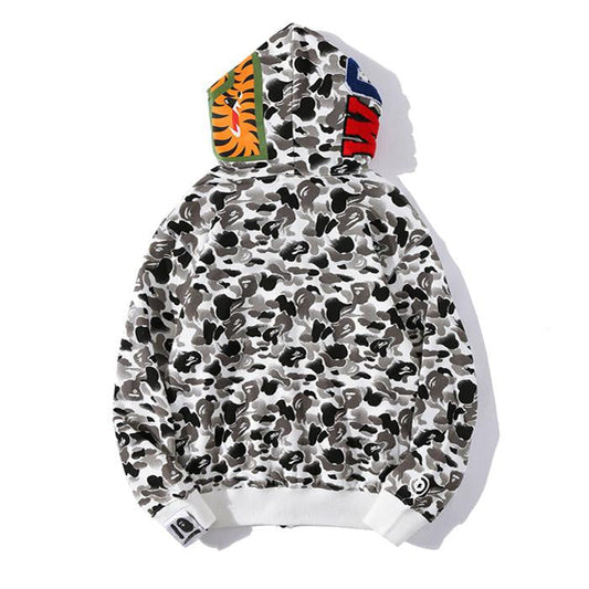 BAPE WGM Camo Shark Hoodie - Green & Grey
