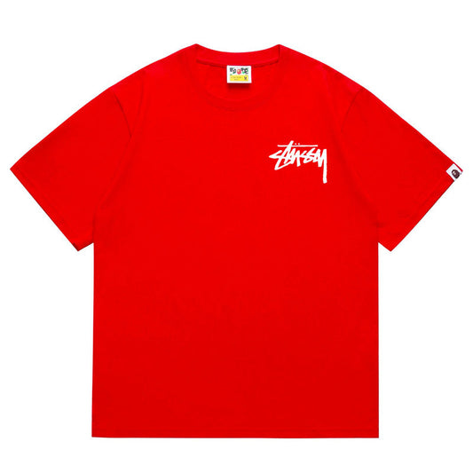 BAPE x Stussy Big Logo Men's T-Shirt - Red