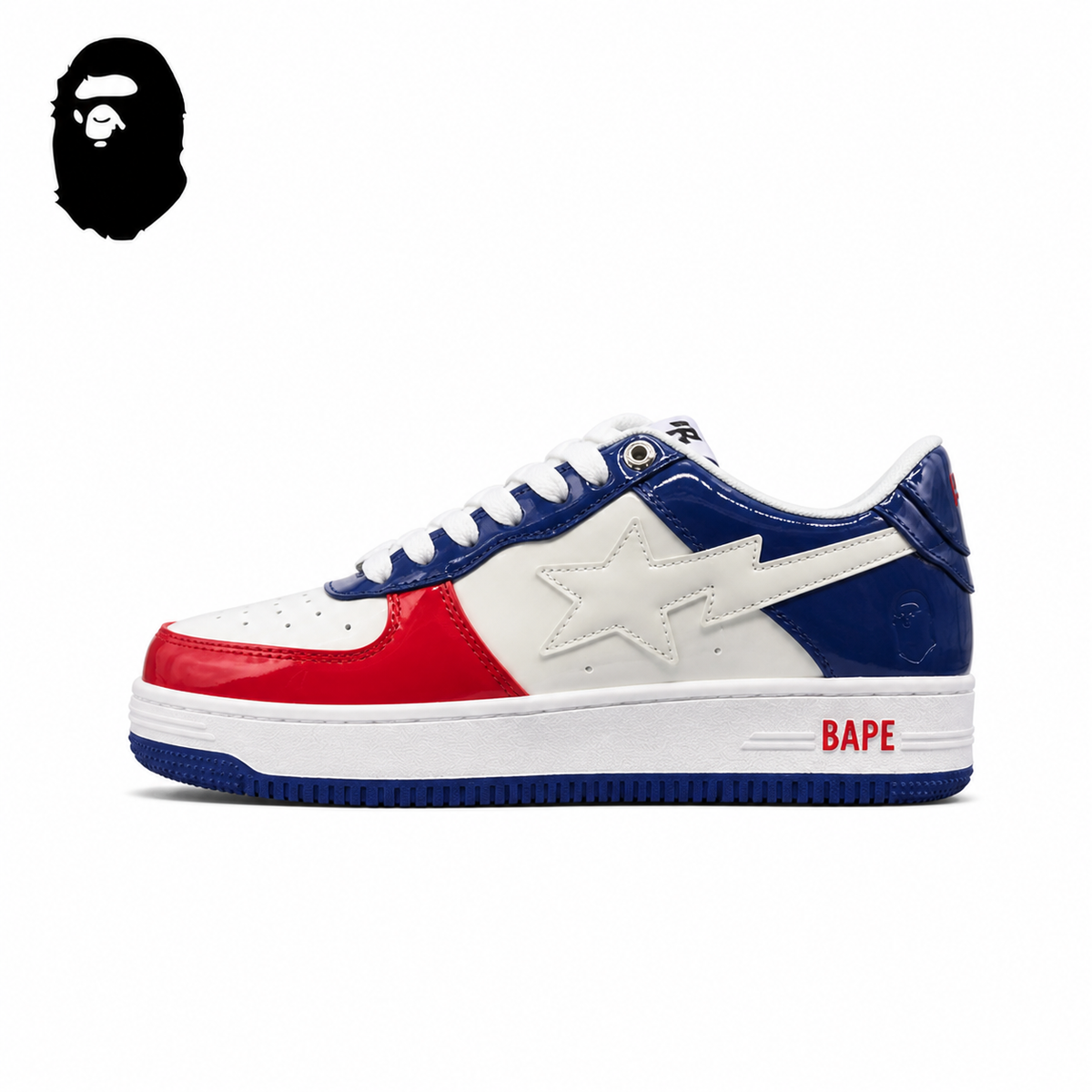 Women's BAPE STA Low-Top Sneakers - White/Navy/Red