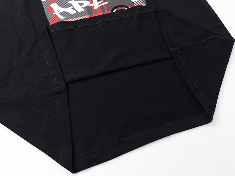 BAPE Red Stroke Camo Big Ape Head Men's T-Shirt - Black