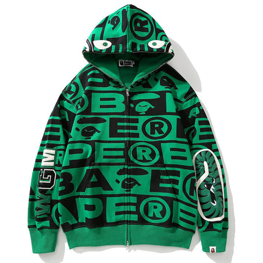 BAPE All-Over Logo Shark Zip Hoodie