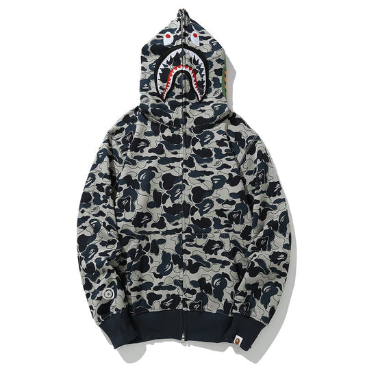 BAPE Camo Shark Hoodie - Grey Blue & Khaki