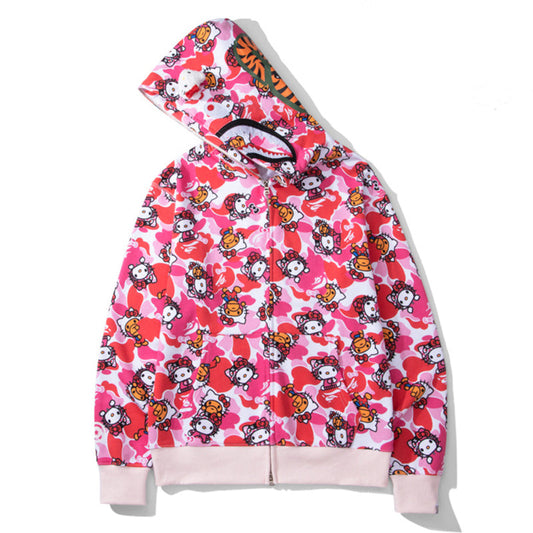BAPE Hello Kitty Camo Hoodie - Green & Pink