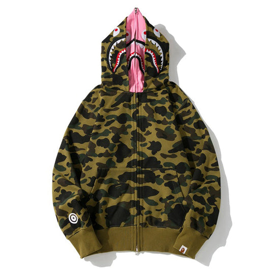 BAPE Double-Hood Camo Shark Hoodie