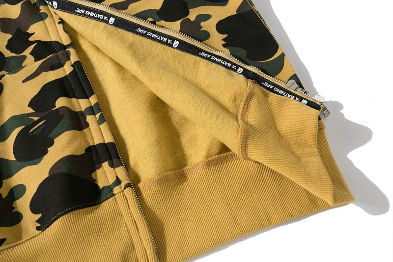 BAPE Double-Hood Camo Shark Hoodie