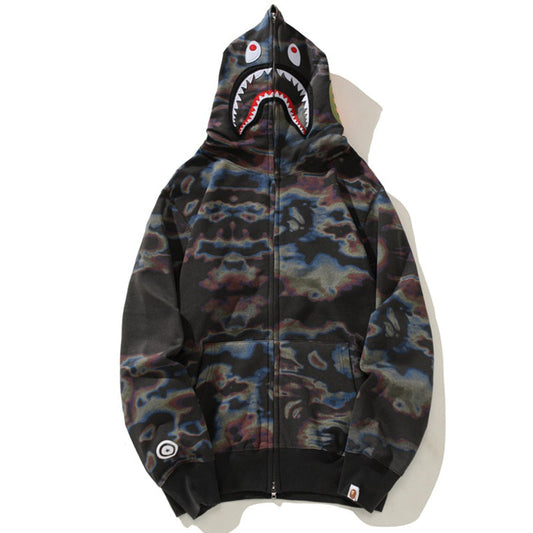 BAPE Color Camo Shark Zip Hoodie - Black & Yellow