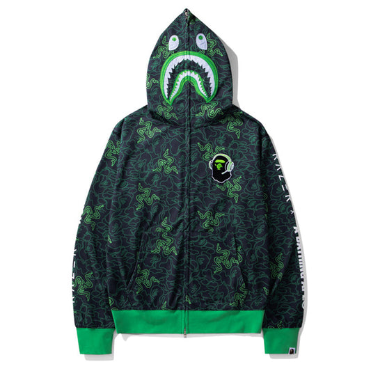 BAPE Green Shark Ape Head Zip Hoodie