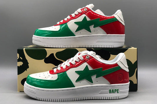 BAPE STA Low-Top Sneakers - Green/Red/White