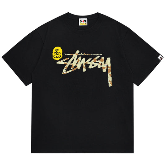 BAPE x Stussy Shark Logo Men's T-Shirt - Black