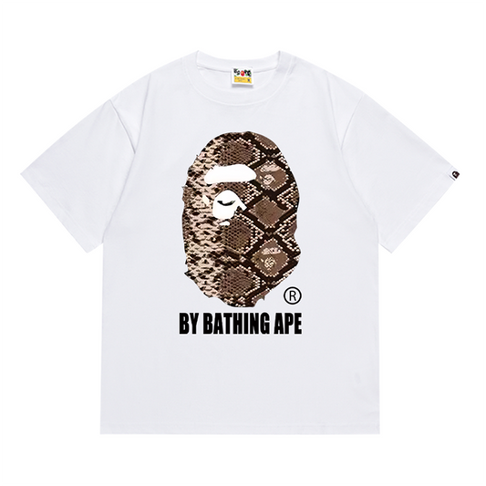 BAPE Snake Pattern Ape Head Men's T-Shirt - Black
