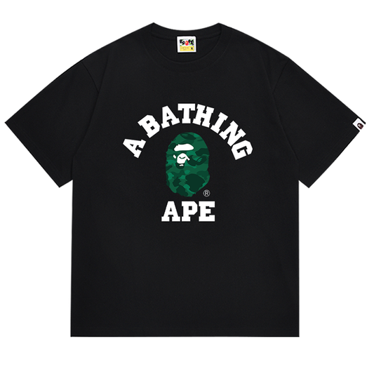 BAPE Green Color Camo College Men's T-Shirt - White