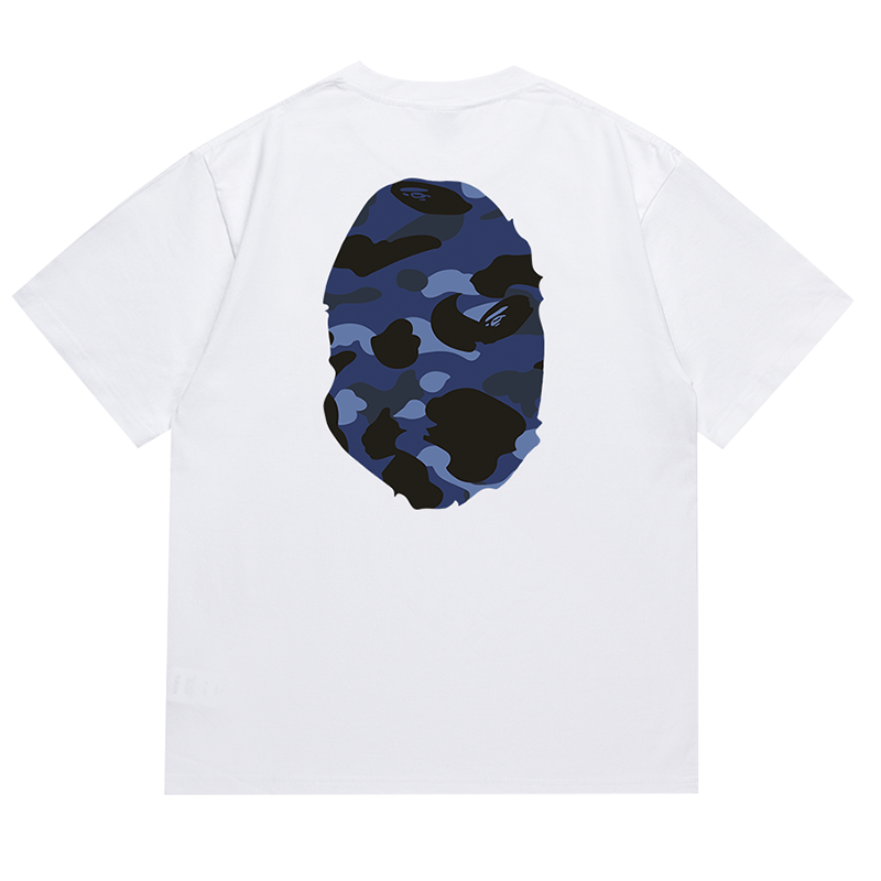 BAPE Blue Camo Side Big Ape Head Men's T-Shirt - White