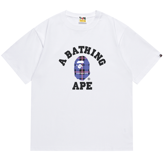 BAPE Check College Ape Head Men's T-Shirt - Black