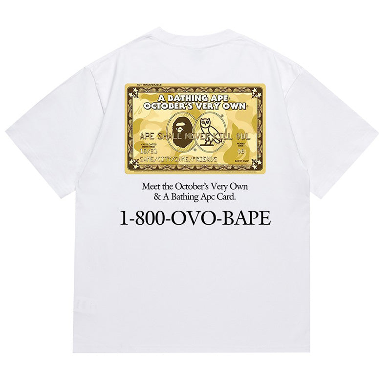 BAPE x OVO Card Back Print Men's T-Shirt - Black