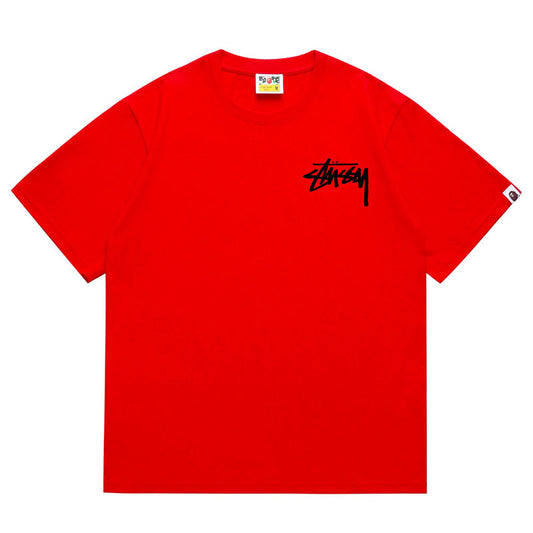 BAPE x Stussy Small Logo Men's T-Shirt - Pink