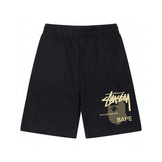 Stüssy x BAPE Gold Ape Head Graphic Shorts