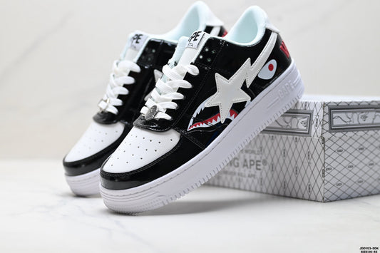 BAPE STA Shark Low-Top Sneakers - Black/White