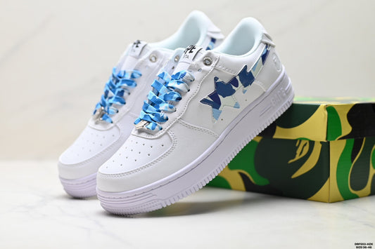 BAPE STA Low-Top Sneakers - White/Blue Camo