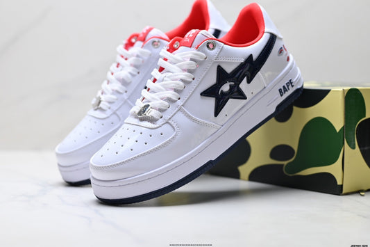 BAPE STA Low-Top Sneakers - White/Black/Red