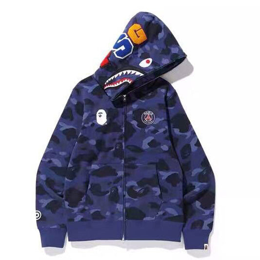 BAPE Navy Blue Camo Shark Hoodie