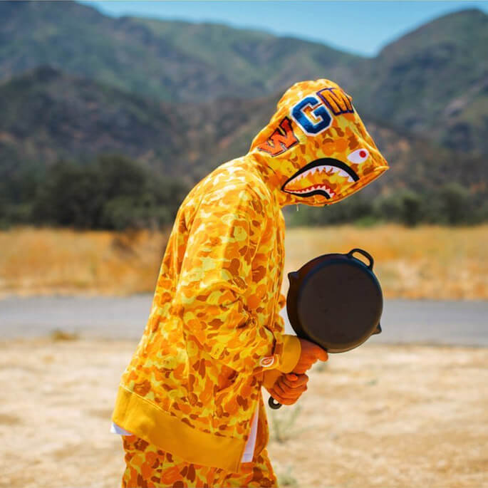 BAPE Orange Camo Shark Hoodie
