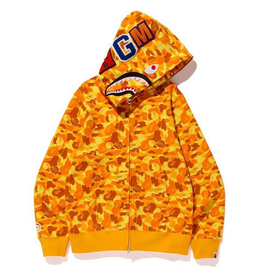 BAPE Orange Camo Shark Hoodie