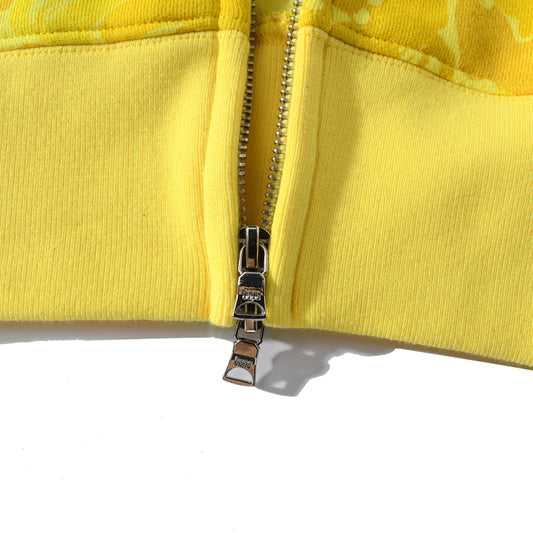 BAPE Yellow Camo Shark Zip Hoodie