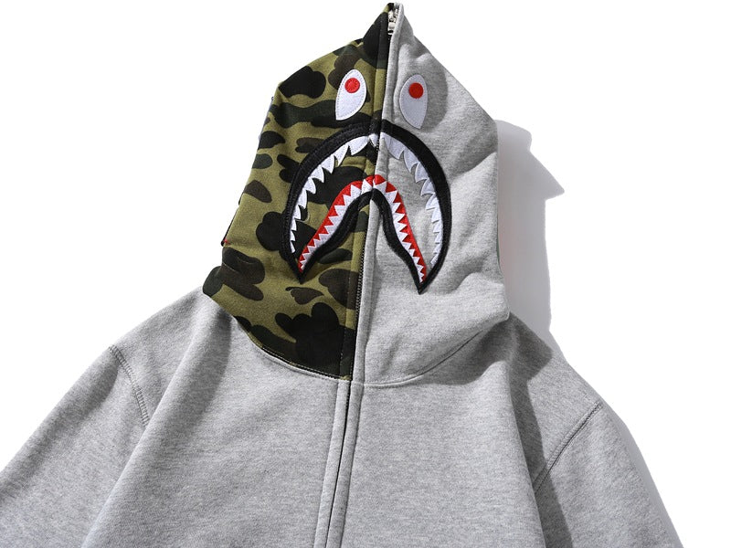 BAPE Camo Shark Hoodie - Black, Grey & Red
