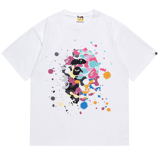BAPE Splash Paint Ape Head Men's T-Shirt - Black