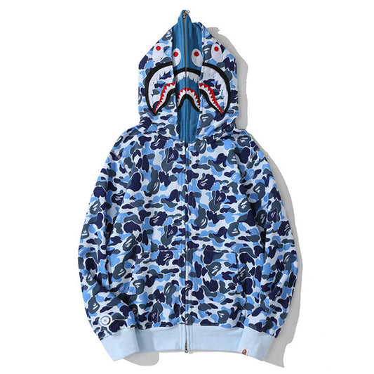 BAPE Big ABC Camo Double-Hood Shark Hoodie