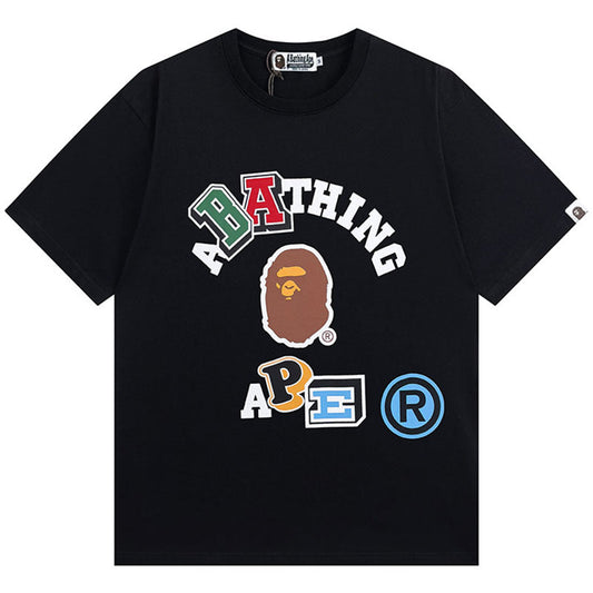 BAPE Multicolor College Ape Head Men's T-Shirt - Black