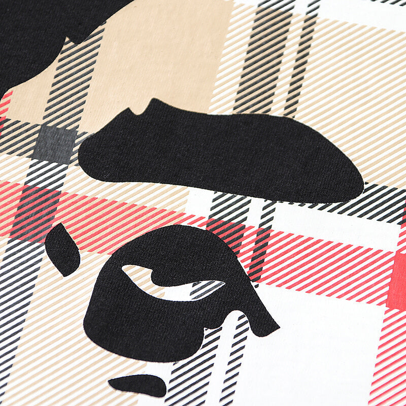 BAPE Plaid Ape Head Men's Graphic T-Shirt - Black