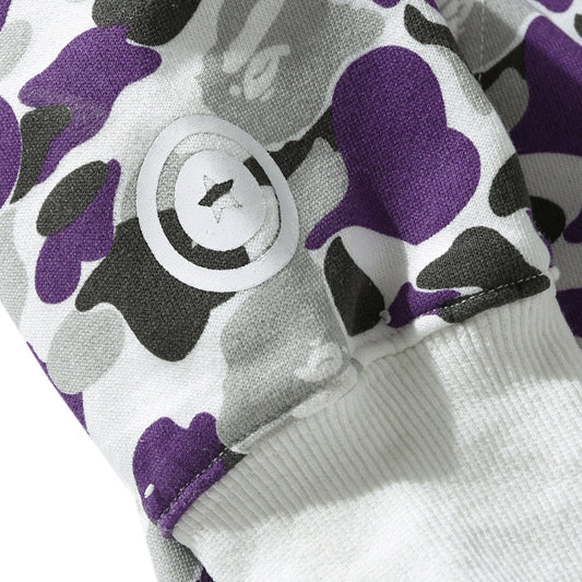 BAPE Purple Camo Double-Hood Shark Zip Hoodie