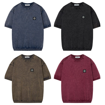 ST0NE lSLAND Classic Compass Patch Knit Short-Sleeve T-Shirt #2