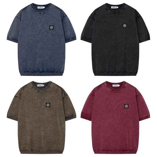 ST0NE lSLAND Classic Compass Patch Knit Short-Sleeve T-Shirt #2
