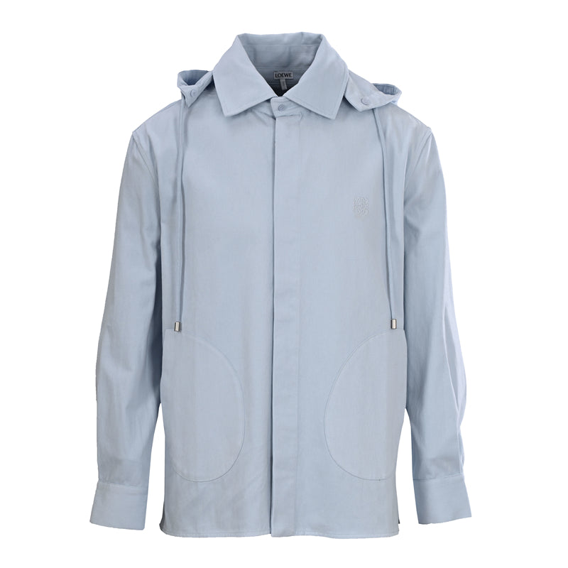 Lowe Cotton Long-Sleeve Hooded Shirt Jacket with Detachable Panels