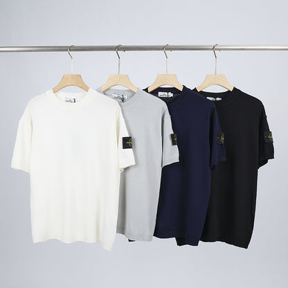 ST0NE lSLAND Classic Compass Patch Knit Short-Sleeve T-Shirt