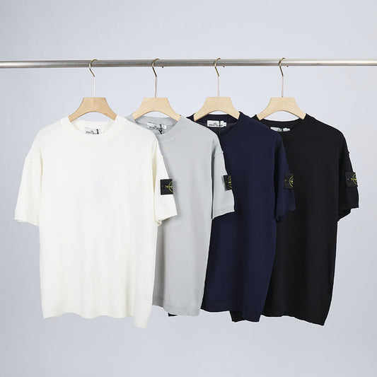 ST0NE lSLAND Classic Compass Patch Knit Short-Sleeve T-Shirt