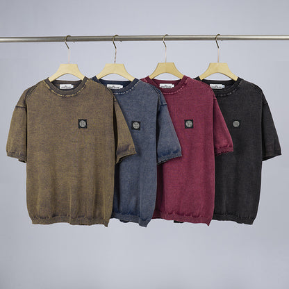 ST0NE lSLAND Classic Compass Patch Knit Short-Sleeve T-Shirt #2