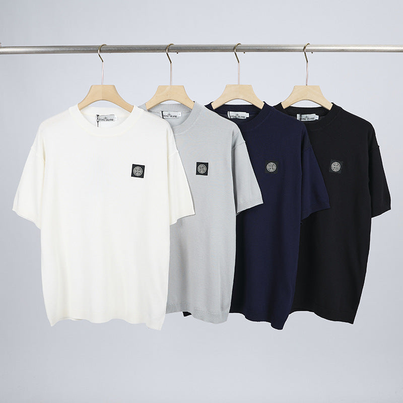 ST0NE lSLAND Classic Compass Patch Knit Short-Sleeve T-Shirt #3