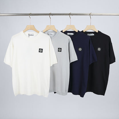 ST0NE lSLAND Classic Compass Patch Knit Short-Sleeve T-Shirt #3