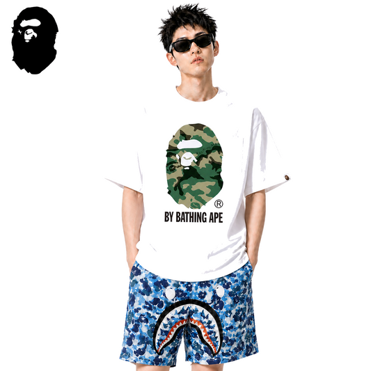 BAPE Woodland Camo Ape Head Men's T-Shirt - White