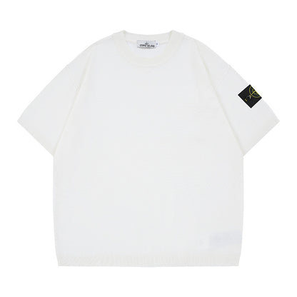 ST0NE lSLAND Classic Compass Patch Knit Short-Sleeve T-Shirt