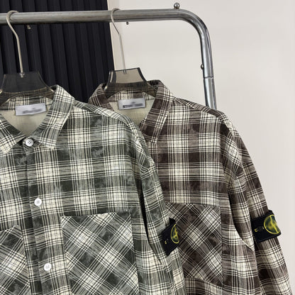 Stone Island High-quality plaid shirt