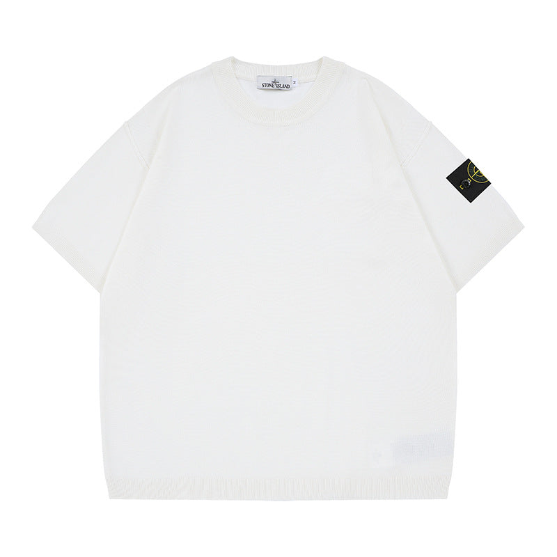 ST0NE lSLAND Classic Compass Patch Knit Short-Sleeve T-Shirt