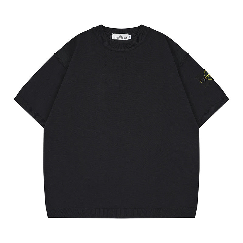 ST0NE lSLAND Classic Compass Patch Knit Short-Sleeve T-Shirt